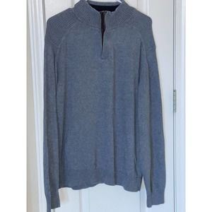 Tasso Elba Men's 1/4-Zip Pullover Sweater Gray Size Large With Elbow Patches